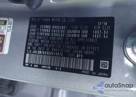 2019 Honda Cr-V Ex from USA, damaged, VIN JHLRW2H59KX010976